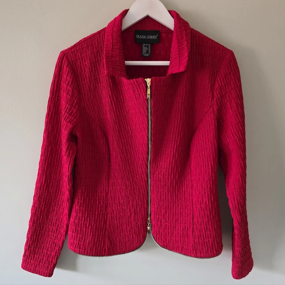 Frank Lyman Design 10 Modern Contemporary Textured Exposed Zipper  Knit Jacket - Picture 2 of 13